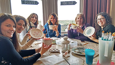 crafty birthday or hen party group pottery painting activity in northern ireland