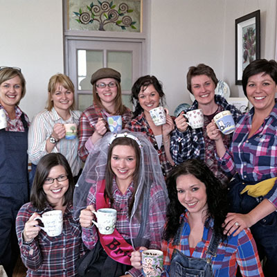 crafty hen party after pottery painting in northern ireland