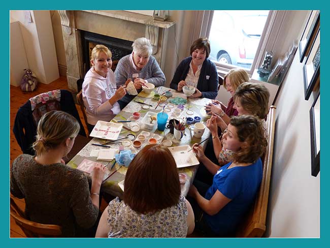 pottery painting party group in Northern Ireland